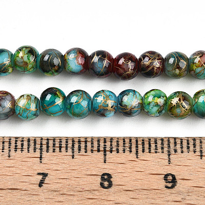 Baking Painted Glass Beads Strands DGLA-N003-4mm-B08-1