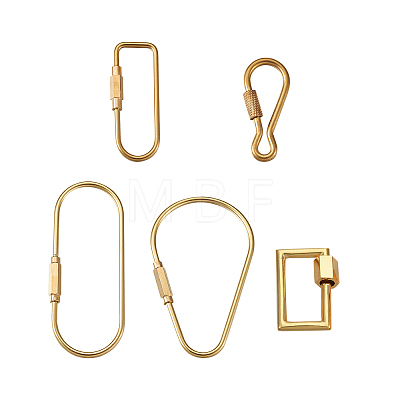  Unisex Pure Handmade Brass Key Rings & Screw Carabiner Lock Charms KEYC-TA0003-06-1