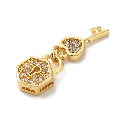 Brass Micro Pave Cubic Zirconia Charms KK-C072-27C-G-1