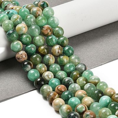 Natural Green Line Jasper  Beads Strands G-B128-A03-03-1