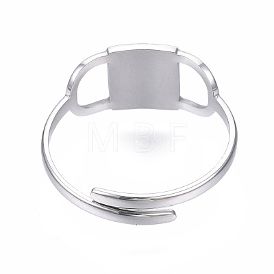 Non-Tarnish 304 Stainless Steel Rectangle Open Cuff Ring RJEW-T023-86P-1