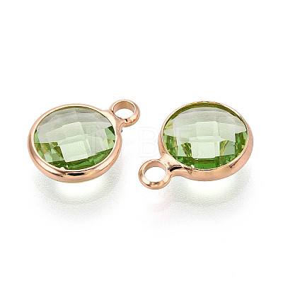 Golden Tone Brass Glass Charms GLAA-ZX008-24K-G-1