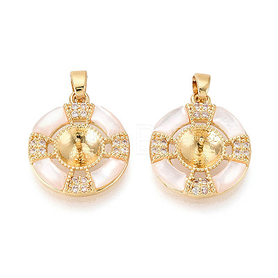 Brass Micro Pave Cubic Zirconia Cup Pearl Peg Bails Pin Pendants KK-T079-05G-1