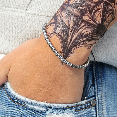 Two Tone Synthetic Non-magnetic Hematite Beads Braided Bead Bracelets WG8D2F5-02-1