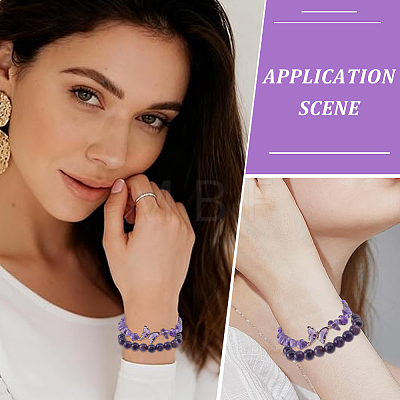 1Pc Natural Amethyst Round Beads Stretch Bracelets BJEW-PA0001-14-1