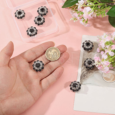 8Pcs Brass Rhinestone Cufflinks BUTT-GL0001-07B-1