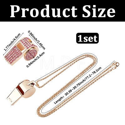 Alloy Rose Rhinestone Whistle Pendant Necklaces NJEW-WH20001-24G-02-1
