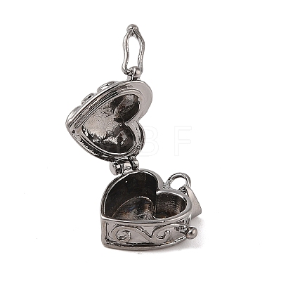 Carved Heart Rack Plating Brass Prayer Box Pendants KK-L101-22B-1