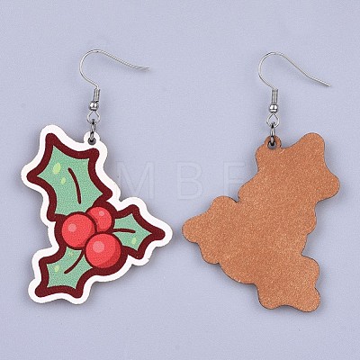 Christmas Printed Basswood Dangle Earring EJEW-JE03154-10-1