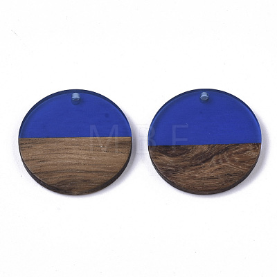 Transparent Resin & Walnut Wood Pendants RESI-S358-02B-H60-1