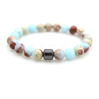 Natural Shoushan Stone Round Beaded Stretch Bracelets for Men Women FS-WG77712-06-1