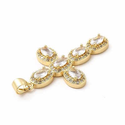 Rack Plating Brass Cubic Zirconia Pendants KK-G456-25G-01-1