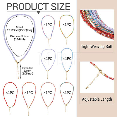 8Pcs 8 Colors 3.5MM Round Nylon Cotton Cord Necklace Making NJEW-TA0001-26G-1
