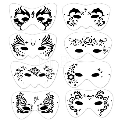 8Pcs PET Plastic Tattoo Template PW-WGFB83D-01-1