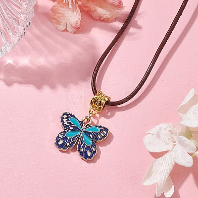 Alloy Enamel Butterfly Pendant Necklaces NJEW-JN04580-03-1