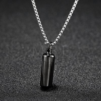 316L Stainless Steel Pill Shape Urn Ashes Pendant Necklace with Box Chains BOTT-PW0001-012EB-1