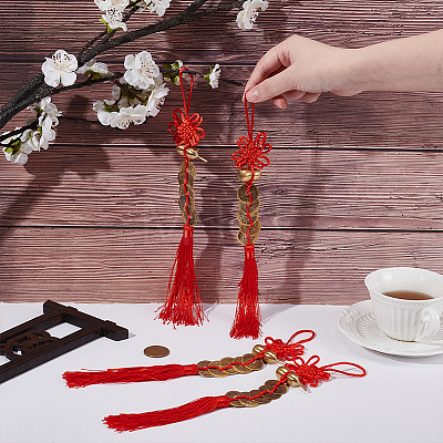 4Pcs Polyester Tassel & Chinese Knot Pendant HJEW-UN0001-31-1