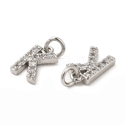 Brass Micro Pave Grade AAA Cubic Zirconia Charms ZIRC-P067-11P-K-NR-1