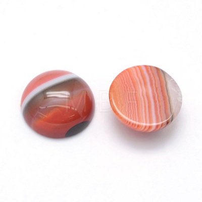 Natural Red Banded Agate Cabochons G-P393-R40-10MM-1