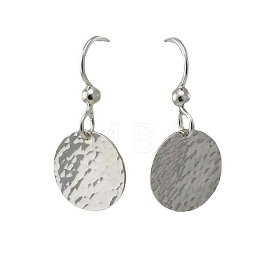 Hammered Textured Flat Round Alloy Dangle Earrings FS-WG8537A-01-1