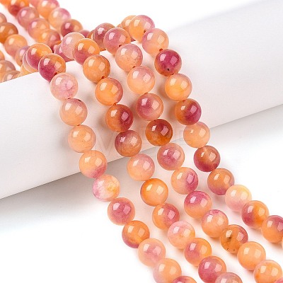 Dyed Natural White Jade Beads Strands G-T138-8mm-210-31-1