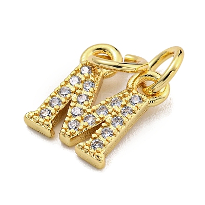 Initial Letter Brass with Cubic Zirconia Charms KK-Q814-26M-G-1