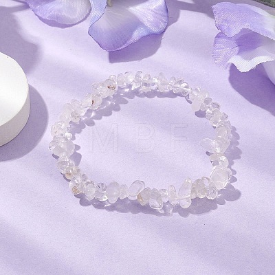 Natural Quartz Crystal Rock Crystal Chip Beaded Stretch Bracelets for Women Men BJEW-JB10665-02-1