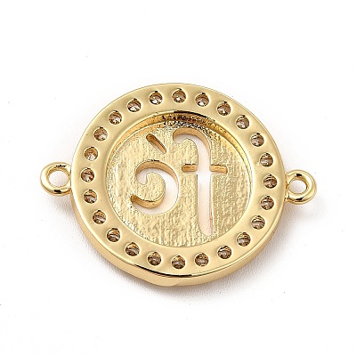 Eco-Friendly Rack Plating Brass Micro Pave Clear Cubic Zirconia Connector Charms KK-F847-03G-1