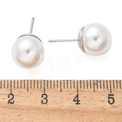 Brass ABS Imitation Pearl Stud Earrings EJEW-B132-01C-P-1