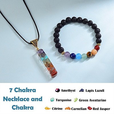 Energy Yoga Chakra Jewelry Set for Girl Women AJEW-SZ0002-12A-1