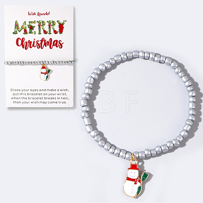Christmas 304 Stainless Steel Enamel Charm Bracelets LB4238-9-1