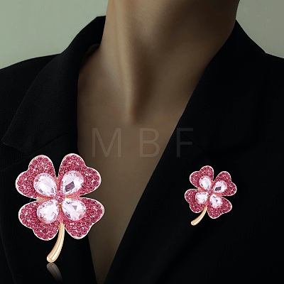 Cubic Zirconia Clover Brooch Pin JBR105C-1