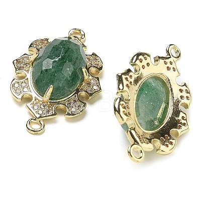 Natural Green Strawberry Quartz Faceted Oval Connector Charms G-G181-06G-02-1