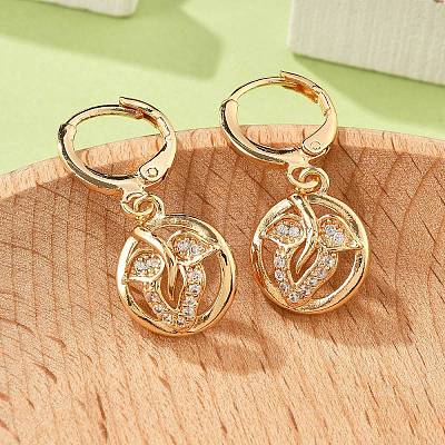 Brass Micro Pave Clear Cubic Zirconia Hoop Earrings for Women EJEW-G428-24G-03-1