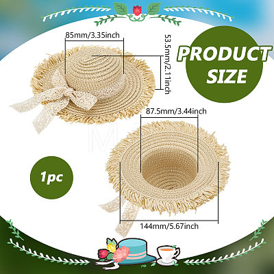 Straw Hat for Dolls DOLL-WH0002-42A-1