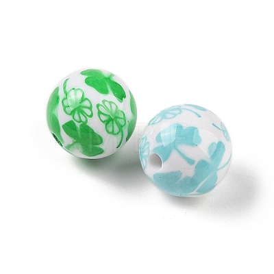 Opaque Acrylic Printed Beads OACR-Z020-05-1