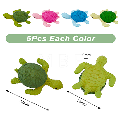 SUPERFINDINGS 20Pcs 4 Style Sea Tortoise PVC & Resin Home Ornaments DJEW-FH0001-22-1