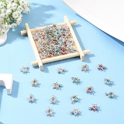 30Pcs 3 Colors Alloy Glass Pendants FIND-YW0011-24A-1