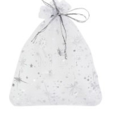 Sliver Stamping Star Organza Printed Gift Drawstring Bags PW-WG4192C-01-1