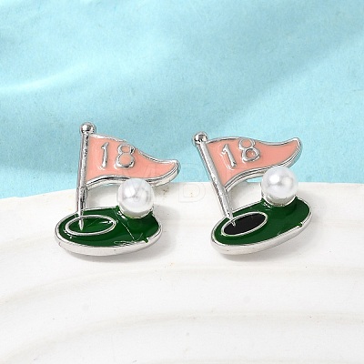 Ship Brass Enamel Stud Earrings EJEW-H180-24P-1