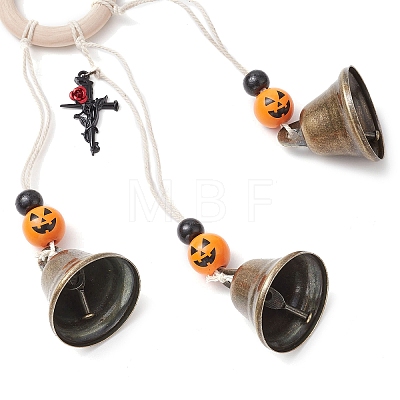 Halloween Theme Iron Bell Pendant Decoration HJEW-JM02476-1