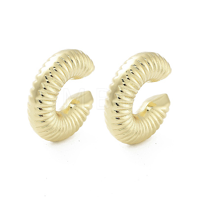 Brass Textured Ring Cuff Earrings EJEW-R150-02G-A-1