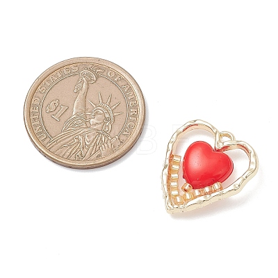 Alloy Glass Seed Beaded Heart Pendants PALLOY-MZ01122-1