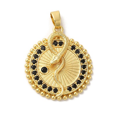 Rack Plating Brass Micro Pave Cubic Zirconia Pendants KK-U022-12B-G-1