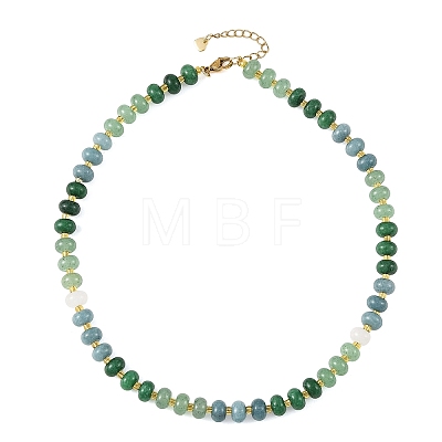 Gradient Dyed Natural White Jade Rondelle Beaded Necklaces with Glass Seed Beads for Women NJEW-JN06594-02-1