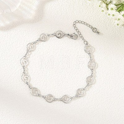 304 Stainless Steel Hollow Spiral Link Chain Anklets AJEW-AN00848-02-1