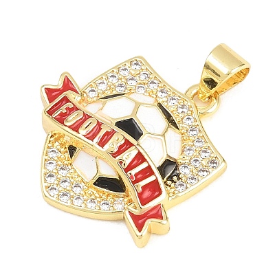 Football Brass Micro Pave Cubic Zirconia Pendants KK-A297-09J-G-1