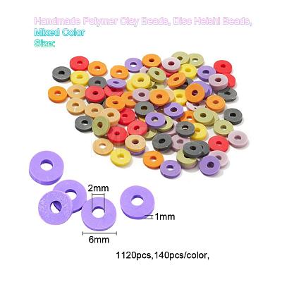 1120Pcs 8 Colors Handmade Polymer Clay Beads CLAY-YW0001-14E-1