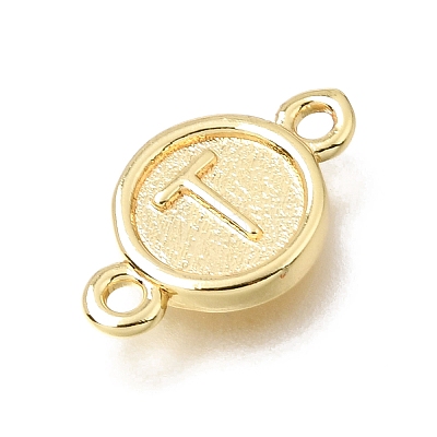 Brass Disc with Initial Links Connector Charms KK-E802-36G-T-1