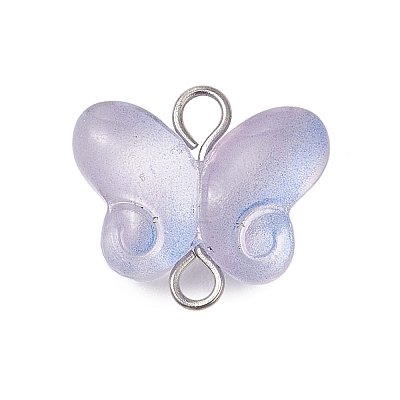 Butterfly Gradient Color Baking Paint Transparent Glass Connector Charms PALLOY-JF03278-02-1